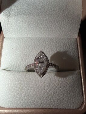 Marquise Halo Solitaire Ring in White